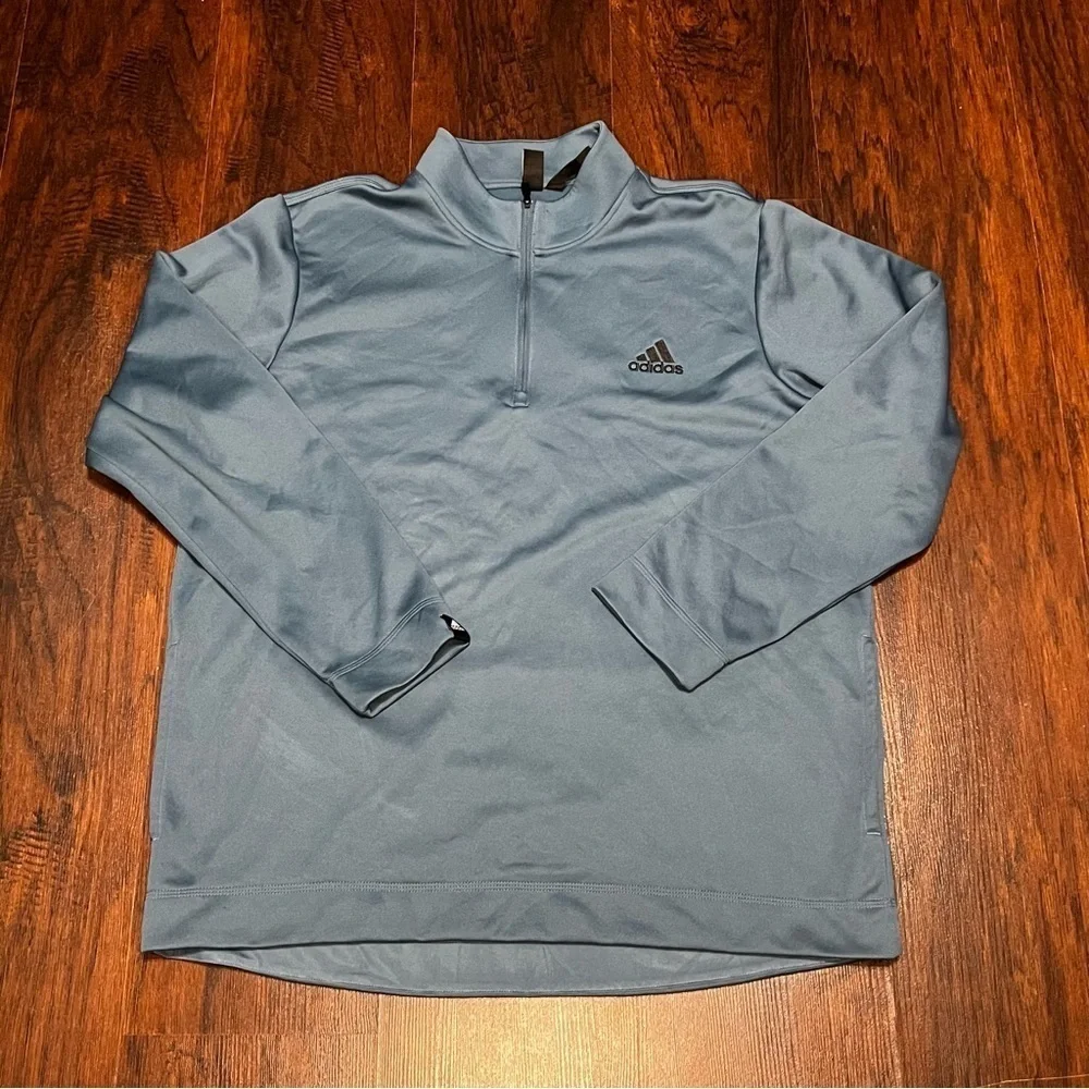 Adidas Aero Ready Light Blue Fleece lined quarter zip pullover Jacket XL Guc